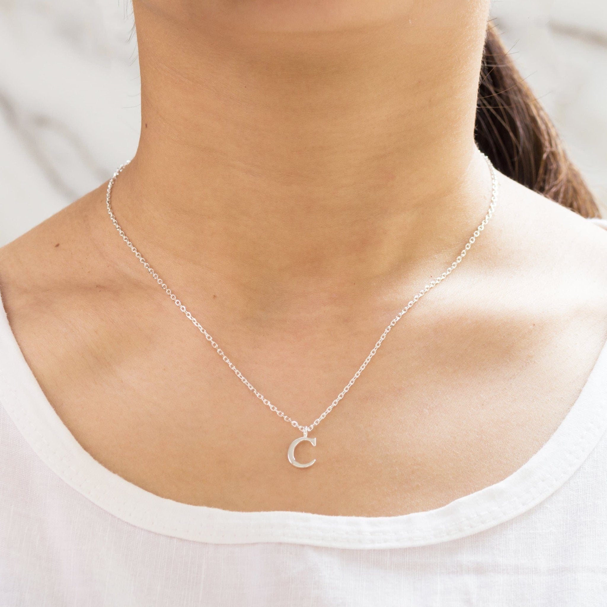 Sterling Silver Initial C Necklace - Philip Jones Jewellery