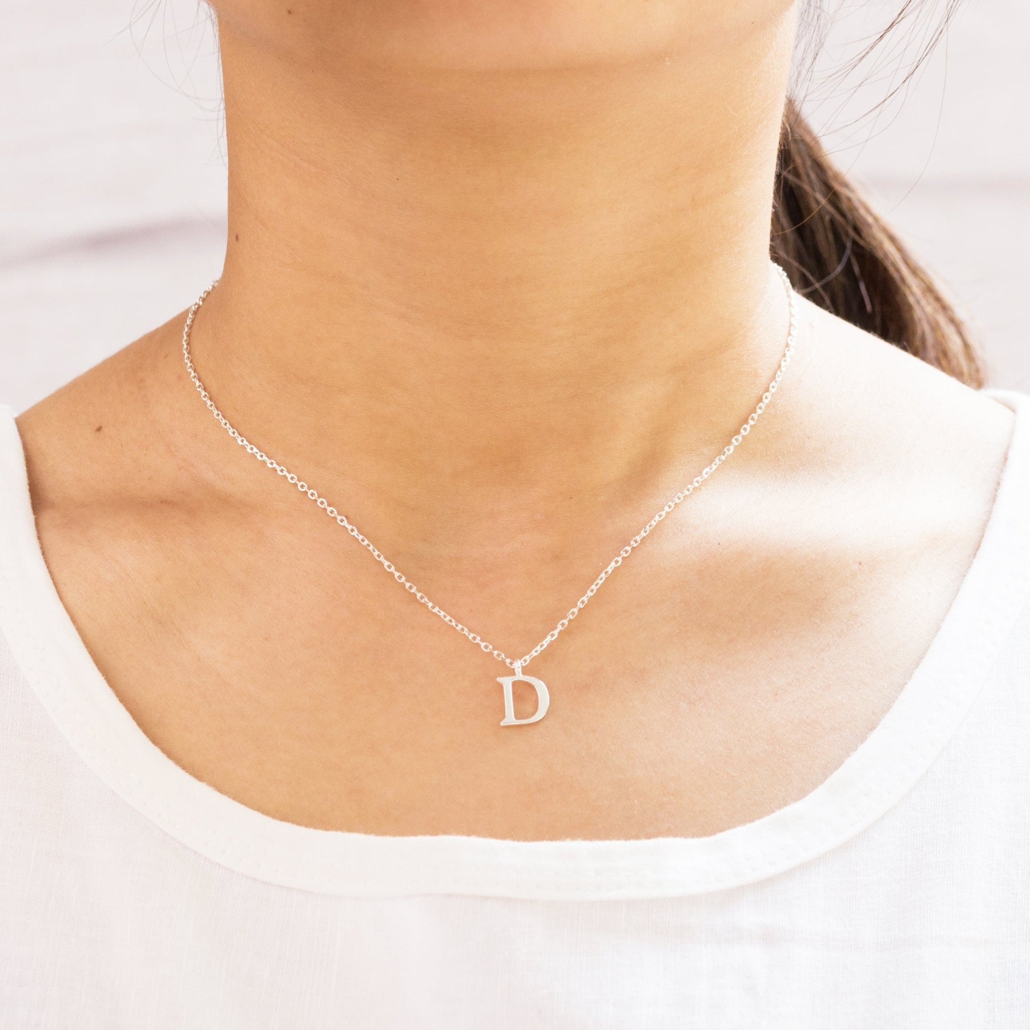 Sterling Silver Initial D Necklace - Philip Jones Jewellery