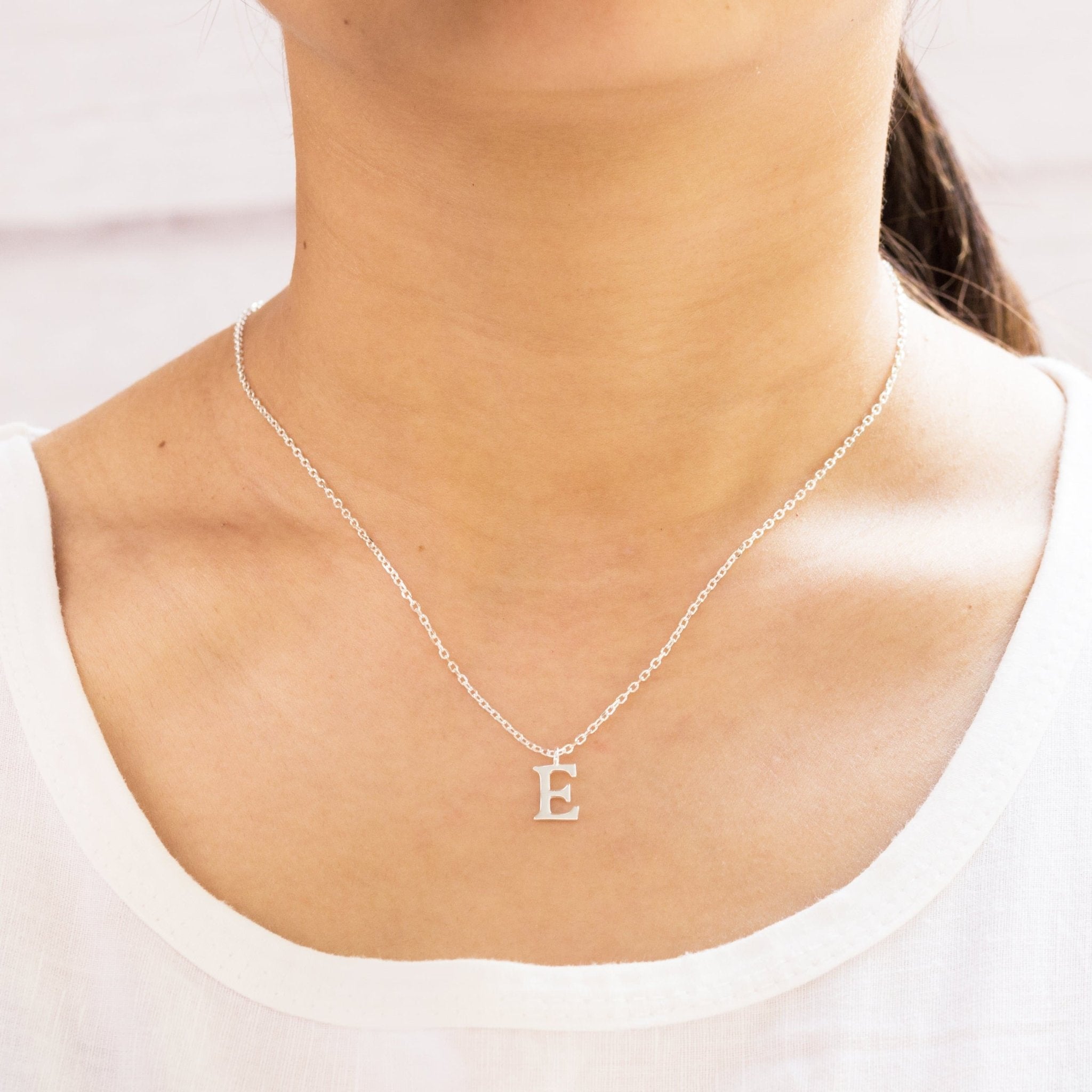 Sterling Silver Initial E Necklace - Philip Jones Jewellery