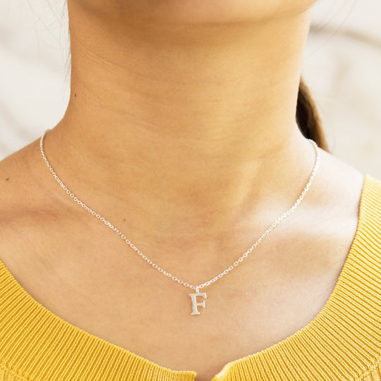 Sterling Silver Initial F Necklace - Philip Jones Jewellery