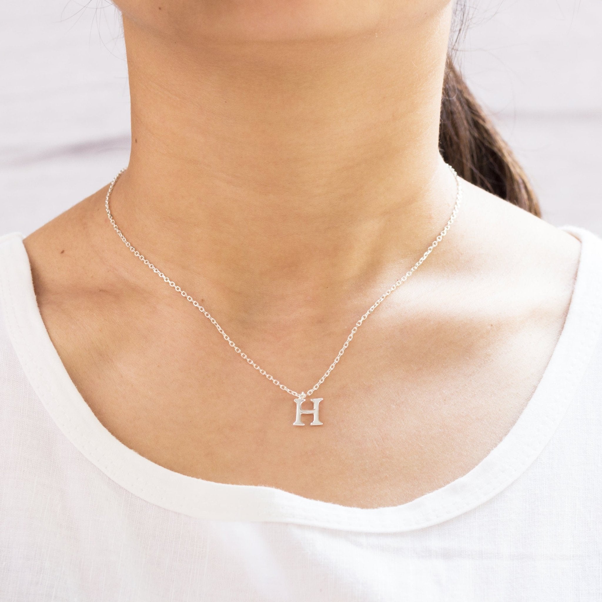 Sterling Silver Initial H Necklace - Philip Jones Jewellery