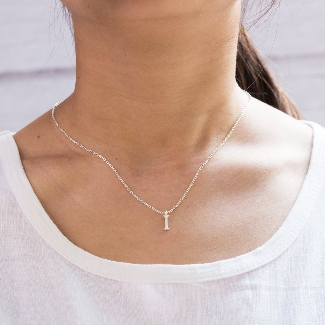 Sterling Silver Initial I Necklace - Philip Jones Jewellery