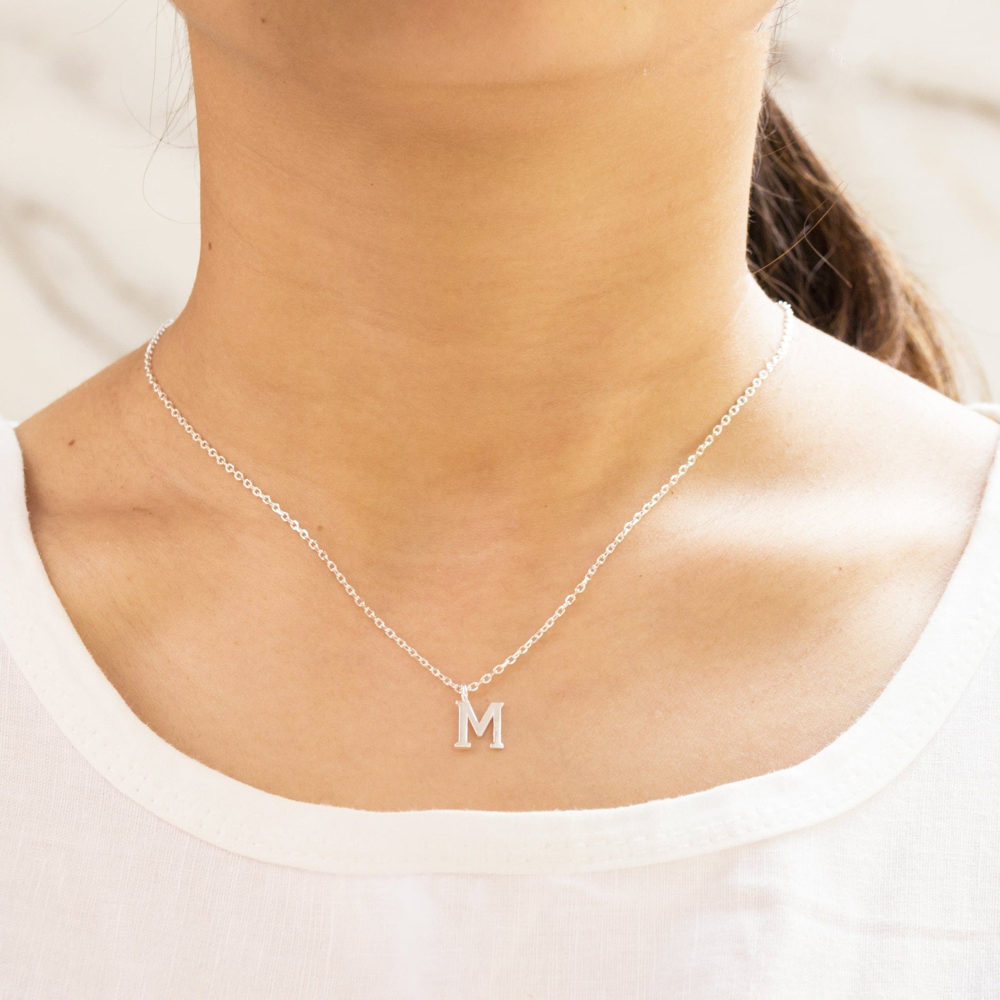 Sterling Silver Initial M Necklace - Philip Jones Jewellery