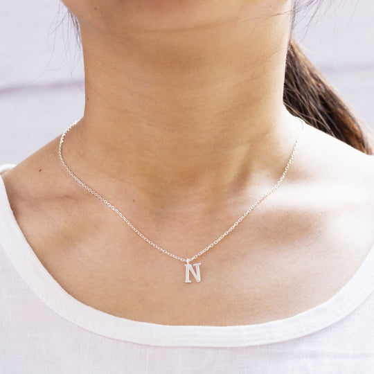 Sterling Silver Initial N Necklace - Philip Jones Jewellery