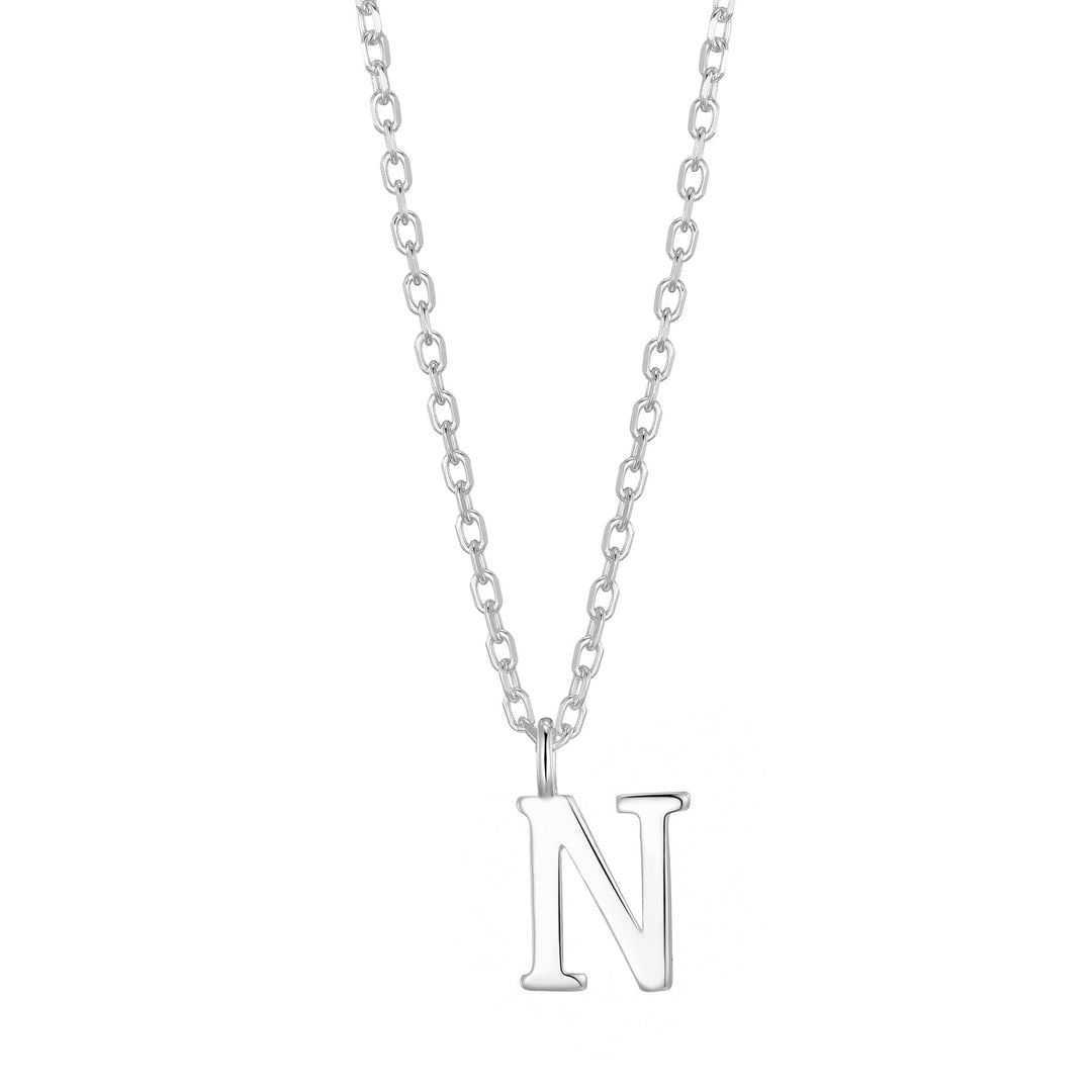 Sterling Silver Initial N Necklace - Philip Jones Jewellery