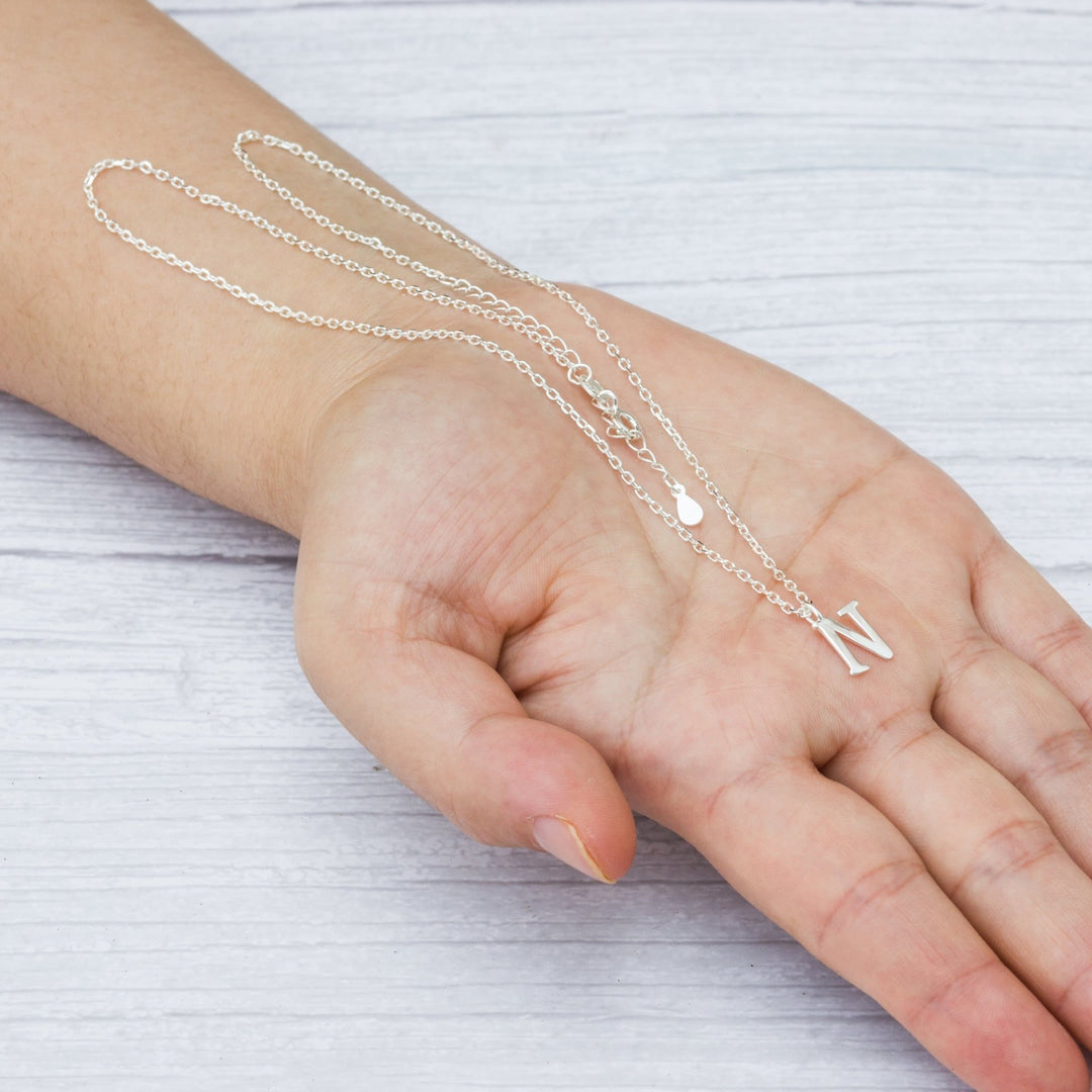 Sterling Silver Initial N Necklace - Philip Jones Jewellery