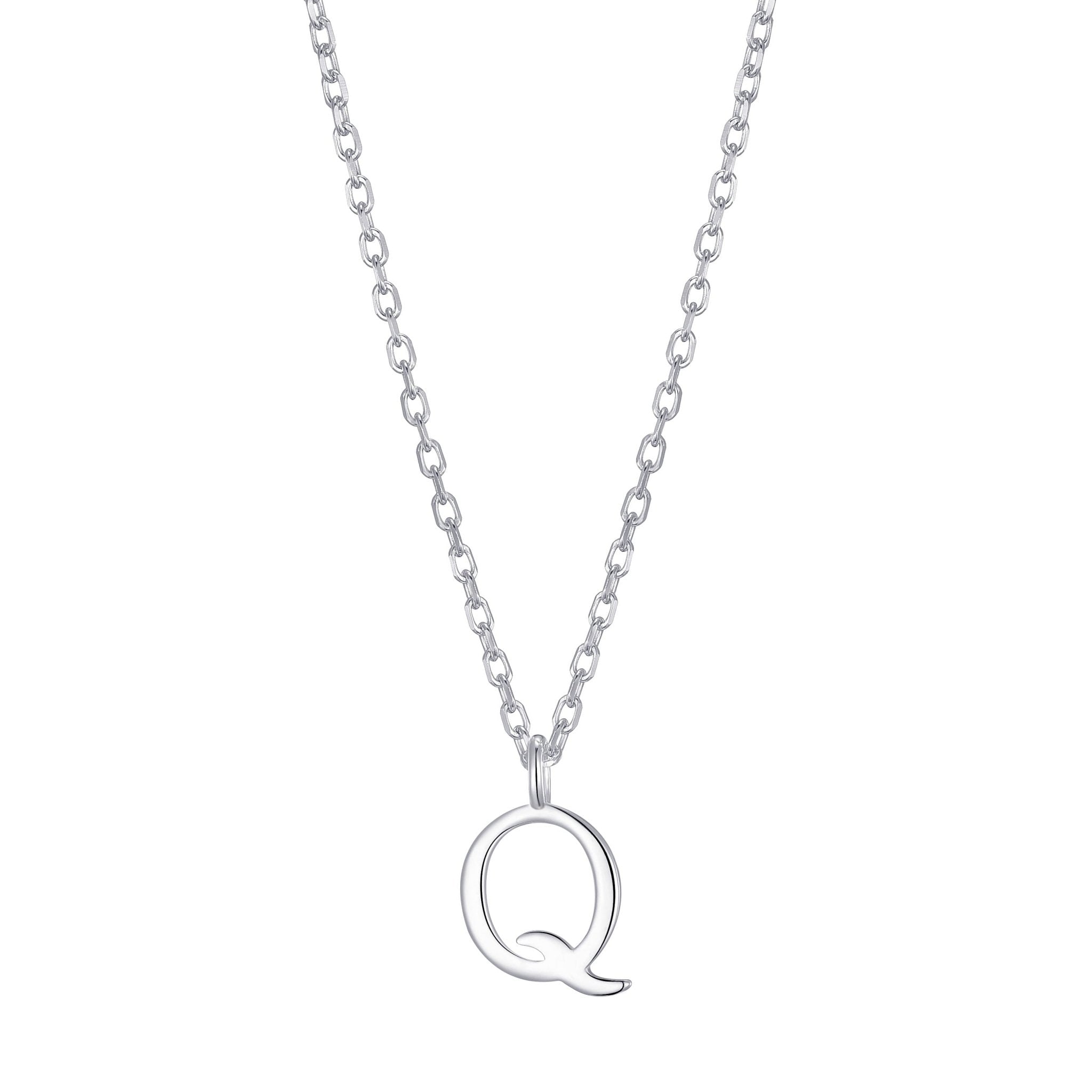 Sterling Silver Initial Q Necklace - Philip Jones Jewellery