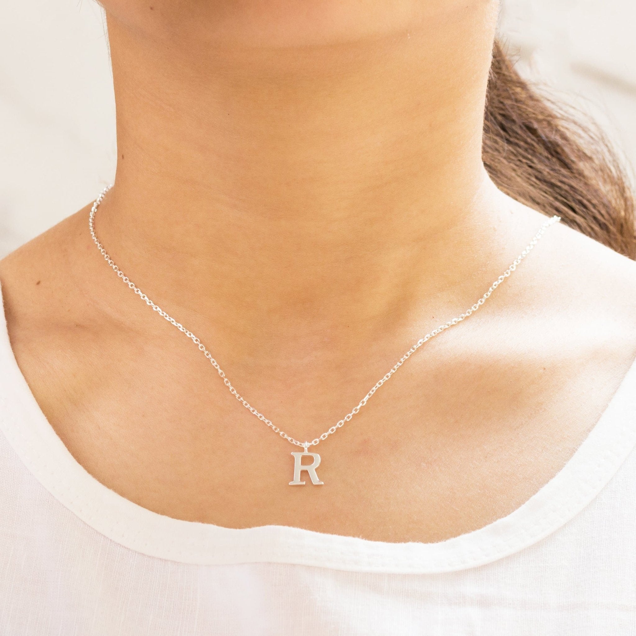 Sterling Silver Initial R Necklace - Philip Jones Jewellery