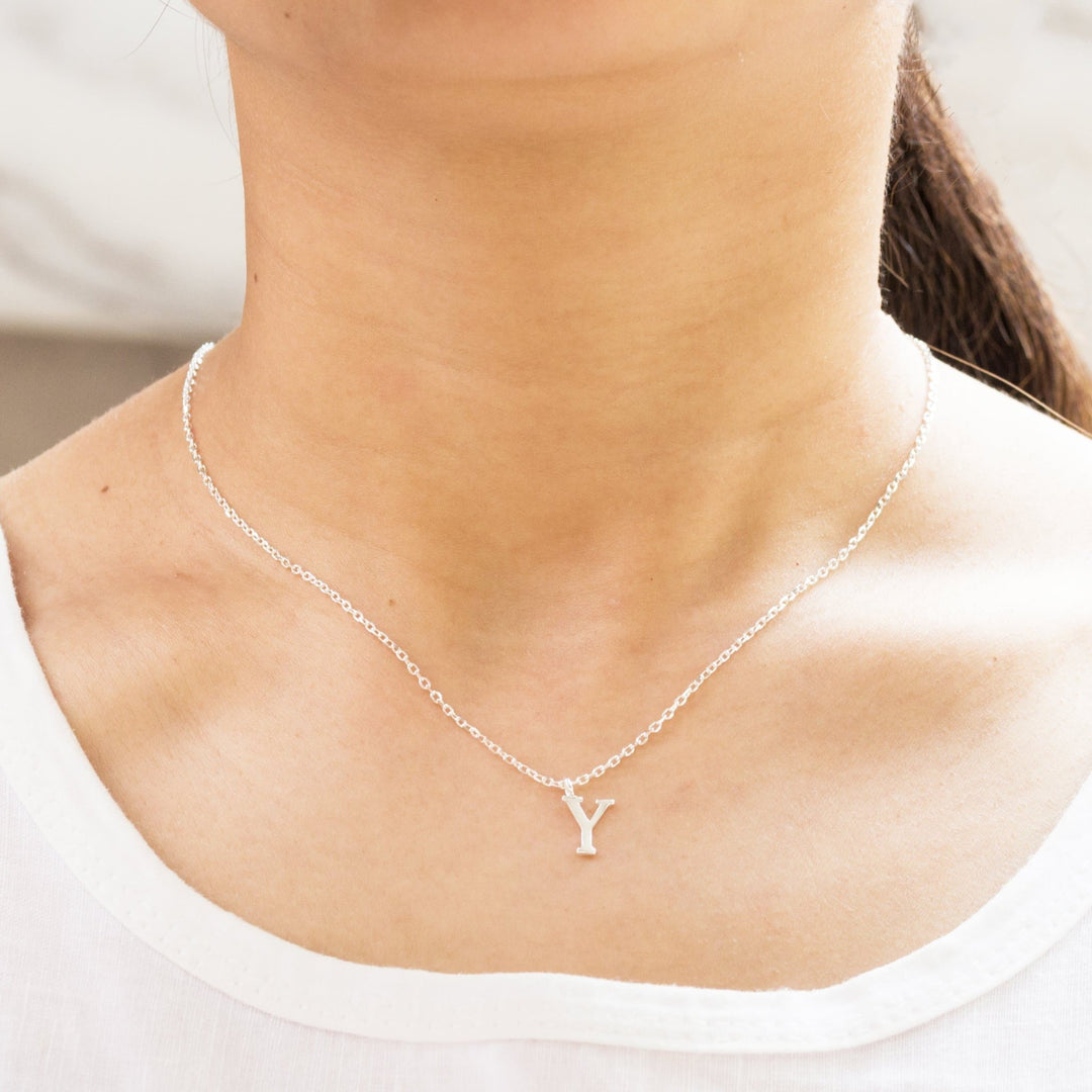 Sterling Silver Initial Y Necklace - Philip Jones Jewellery