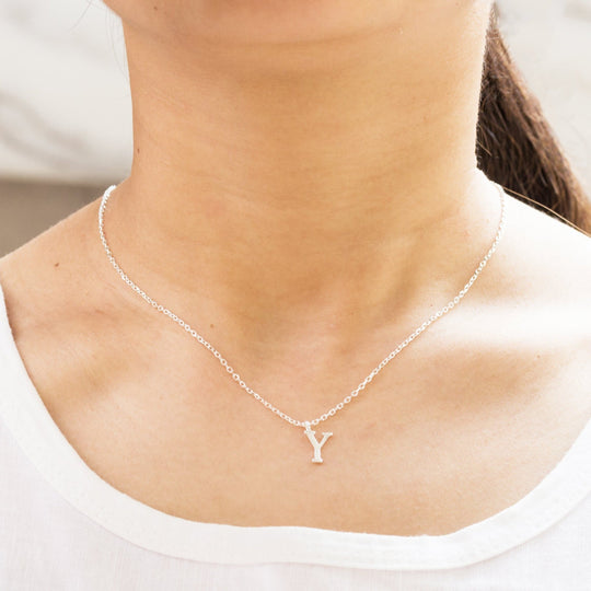 Sterling Silver Initial Y Necklace - Philip Jones Jewellery