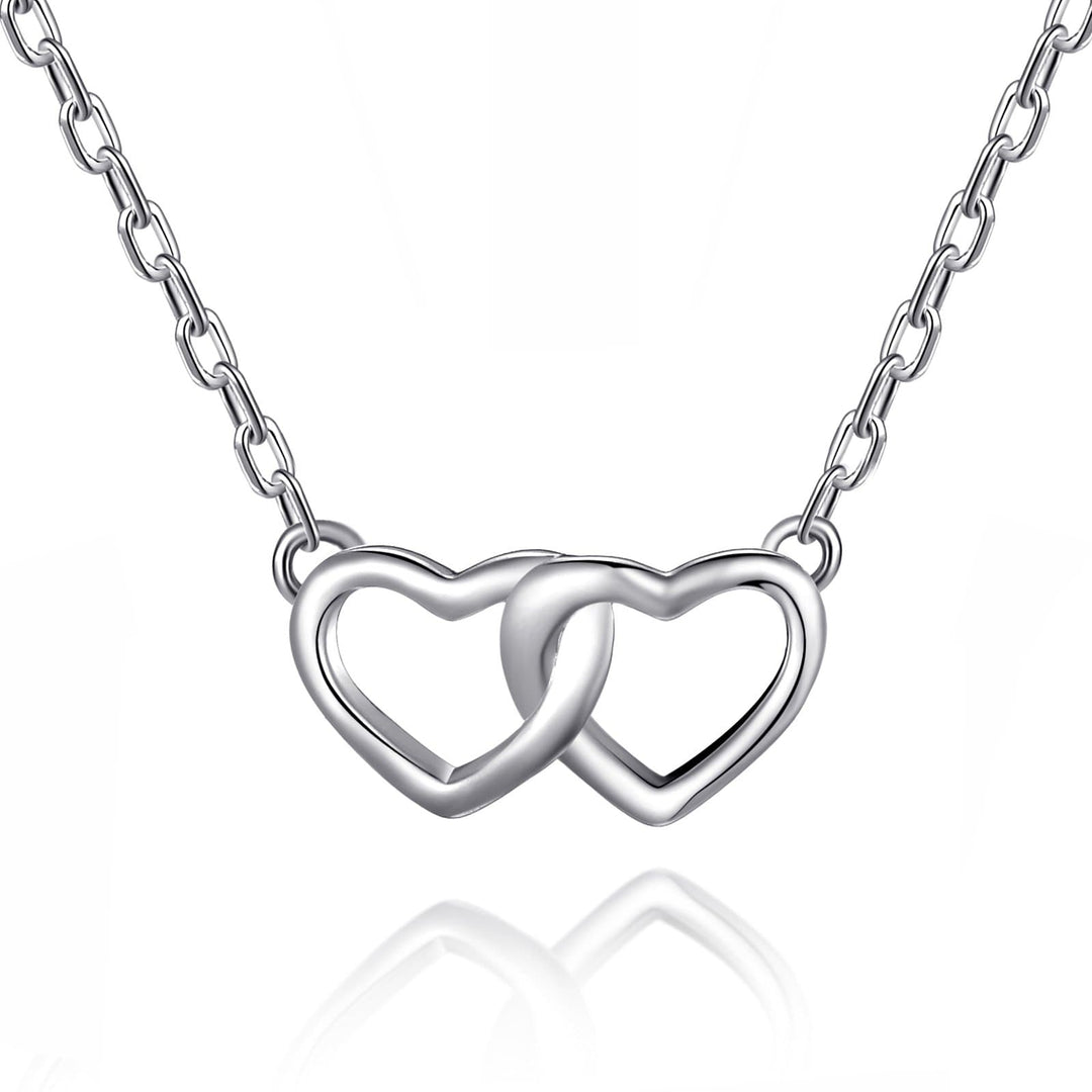 Sterling Silver Mother and Daughter Quote Heart Link Necklace - Philip Jones Jewellery