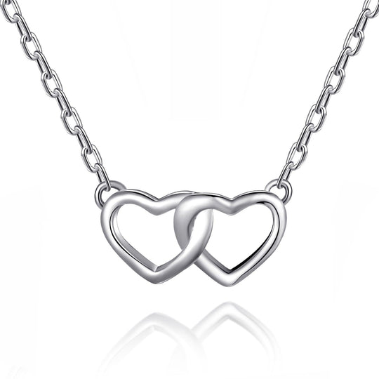 Sterling Silver Mother and Daughter Quote Heart Link Necklace - Philip Jones Jewellery