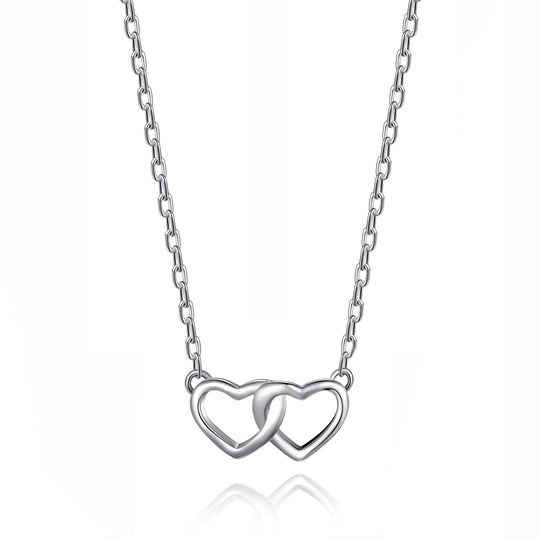 Sterling Silver Mother and Daughter Quote Heart Link Necklace - Philip Jones Jewellery