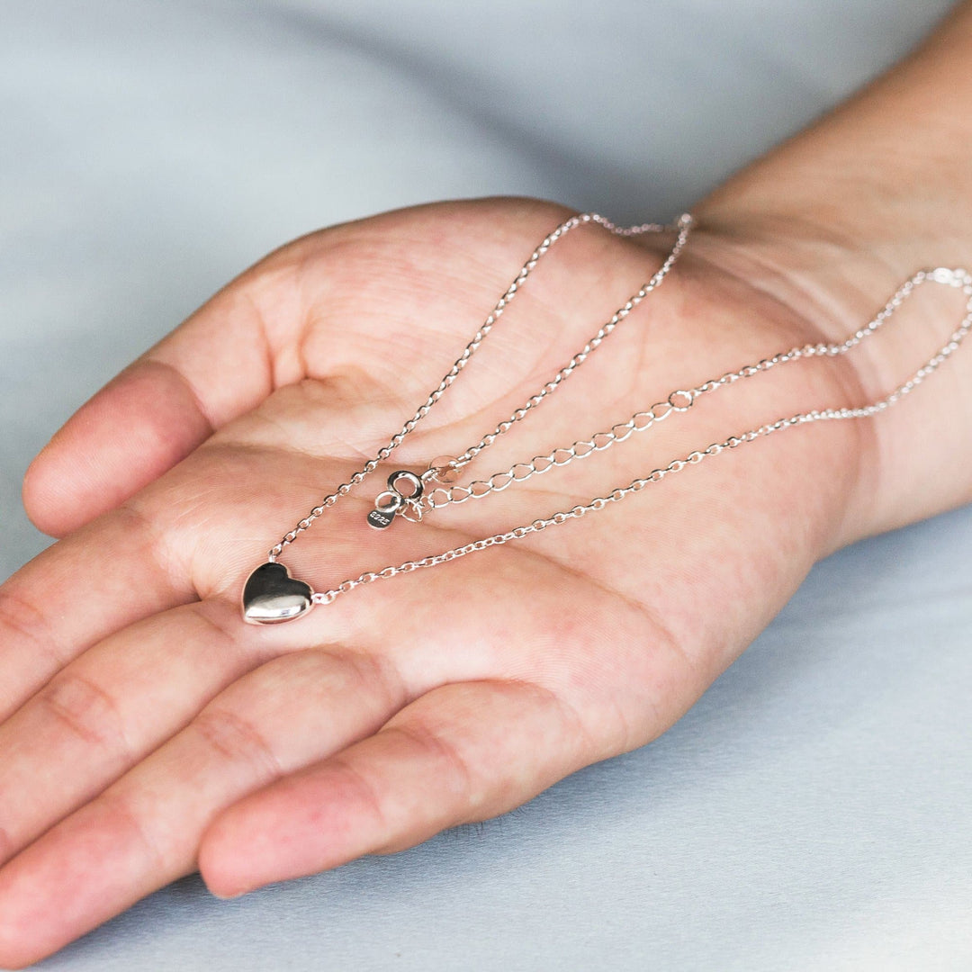 Sterling Silver Mother and Daughter Quote Heart Necklace - Philip Jones Jewellery