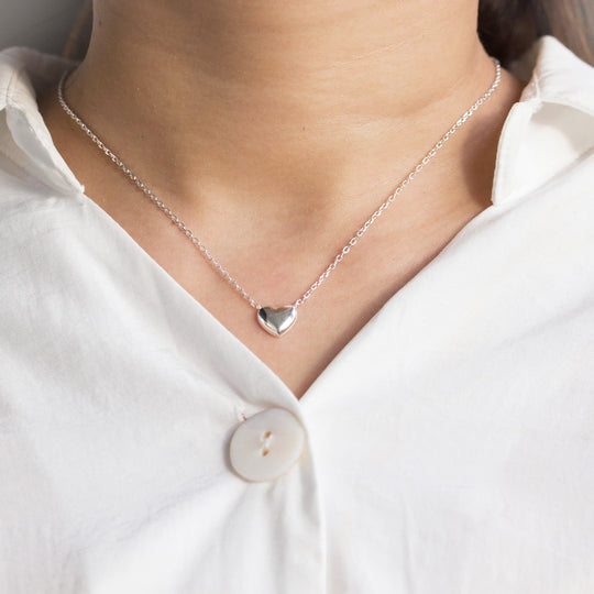 Sterling Silver Mother and Daughter Quote Heart Necklace - Philip Jones Jewellery