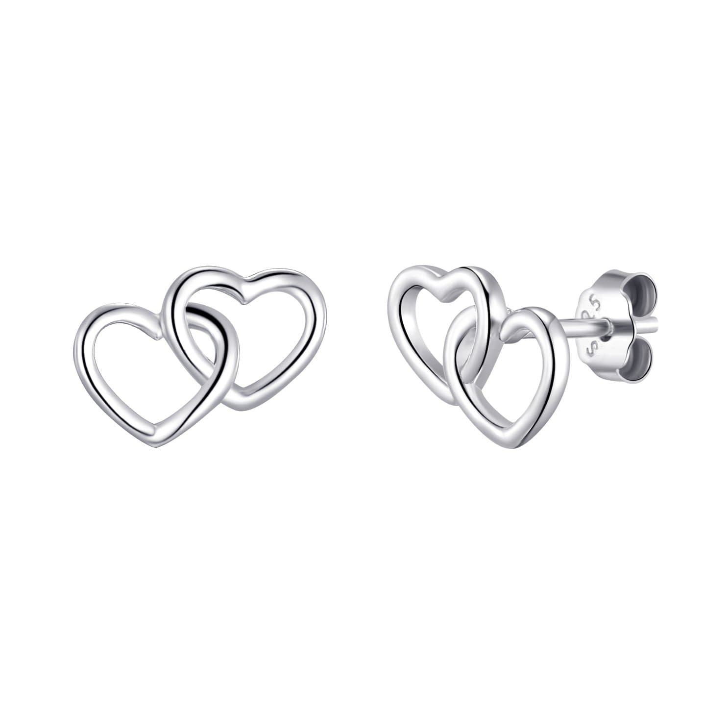 Sterling Silver Nan Quote Heart Link Earrings - Philip Jones Jewellery