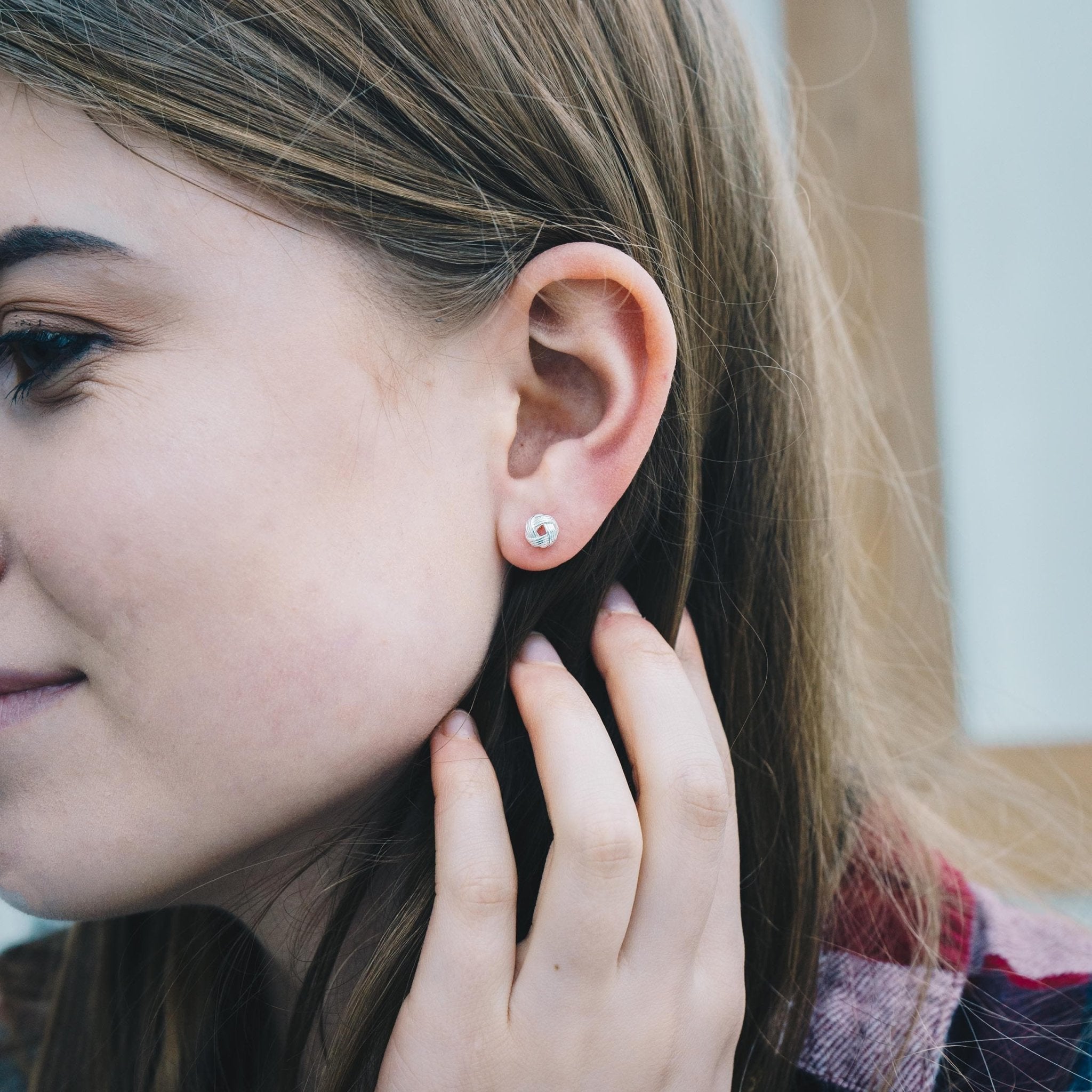 Sterling Silver Nan Quote Knot Earrings - Philip Jones Jewellery