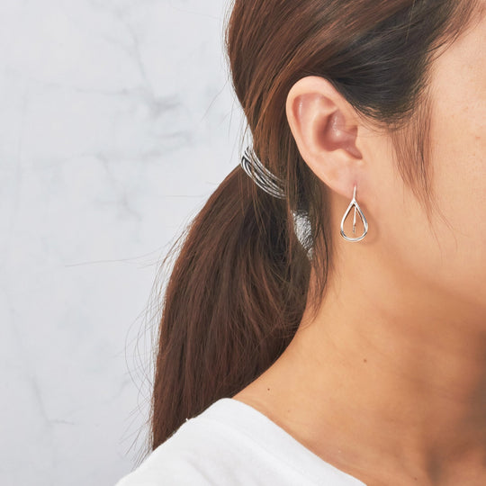 Sterling Silver Open Teardrop Earrings - Philip Jones Jewellery
