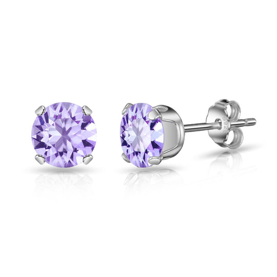 Sterling Silver Provence Lavender Earrings Created with Zircondia® Crystals - Philip Jones Jewellery
