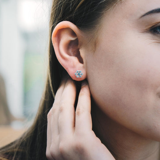 Sterling Silver Snowflake Earrings - Philip Jones Jewellery