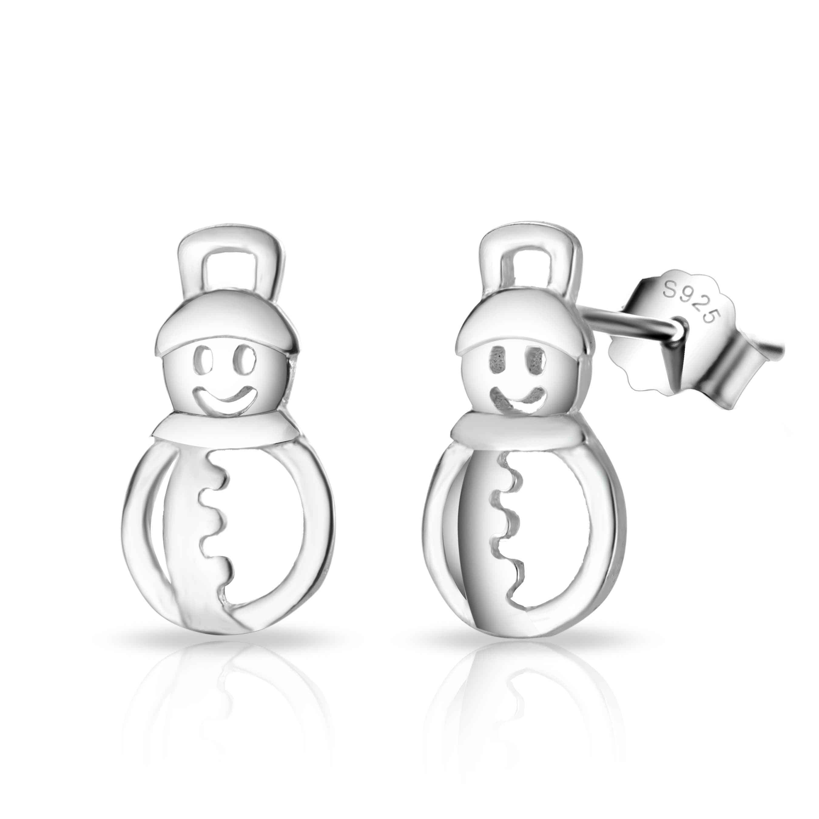 Sterling Silver Snowman Earrings by Philip Jones Jewellery