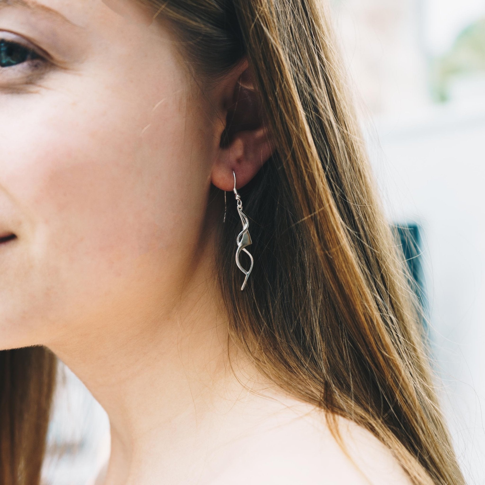 Sterling Silver Spiral Drop Earrings - Philip Jones Jewellery