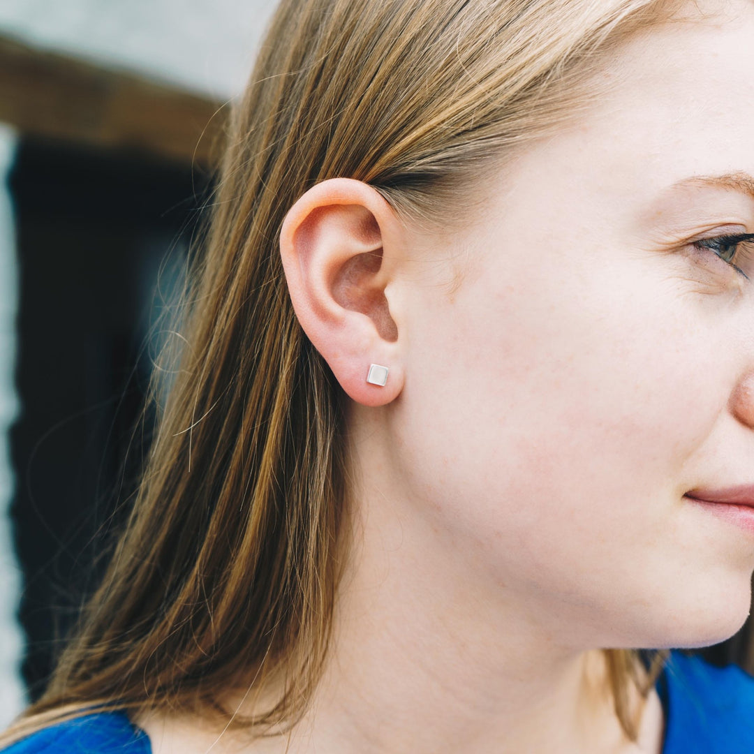 Sterling Silver Square Earrings - Philip Jones Jewellery
