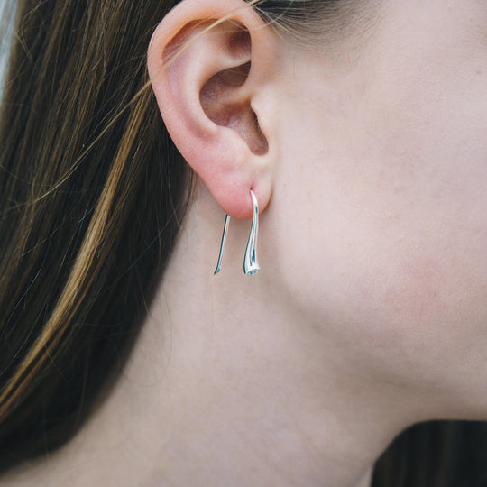 Sterling Silver Teardrop Earrings Created with Zircondia® Crystals - Philip Jones Jewellery