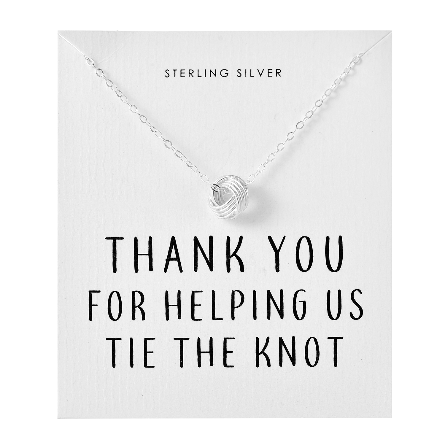Sterling Silver Thank You for Helping us Tie The Knot Necklace by Philip Jones Jewellery