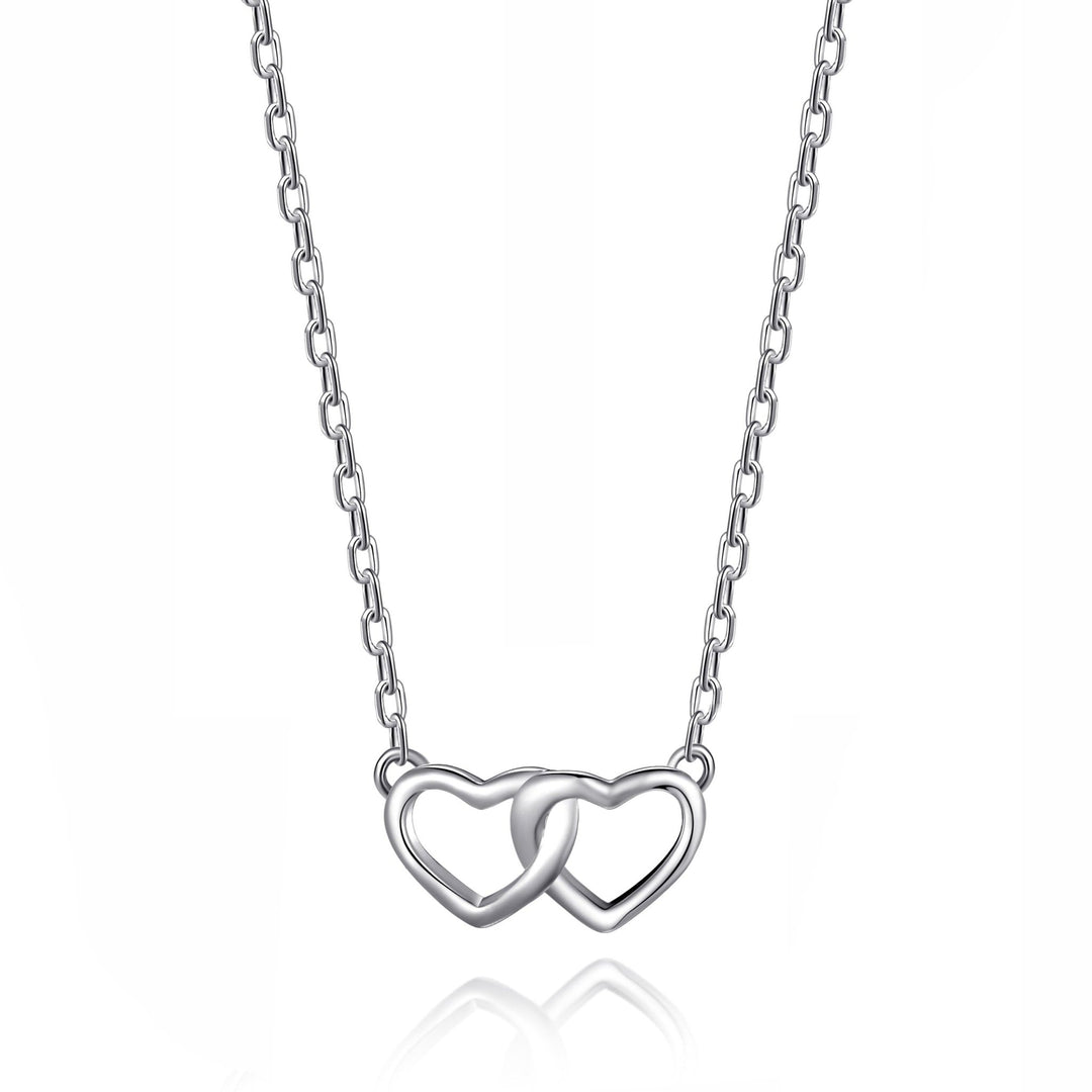 Sterling Silver True Friends Heart Link Necklace with Quote Card - Philip Jones Jewellery