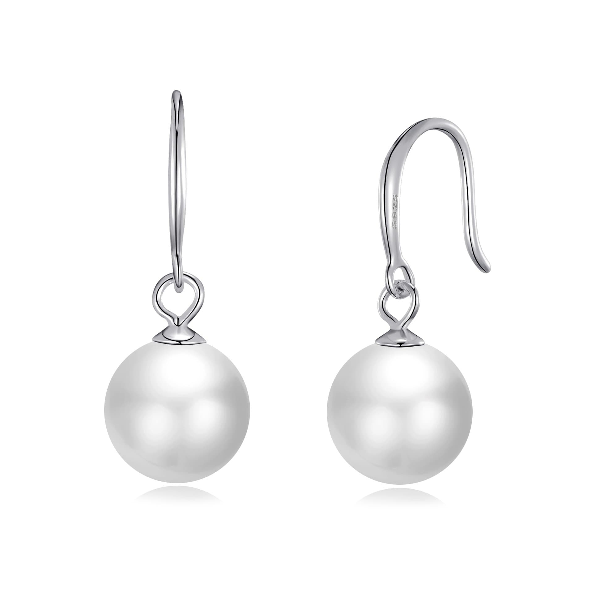 Sterling Silver White Pearl Drop Earrings - Philip Jones Jewellery