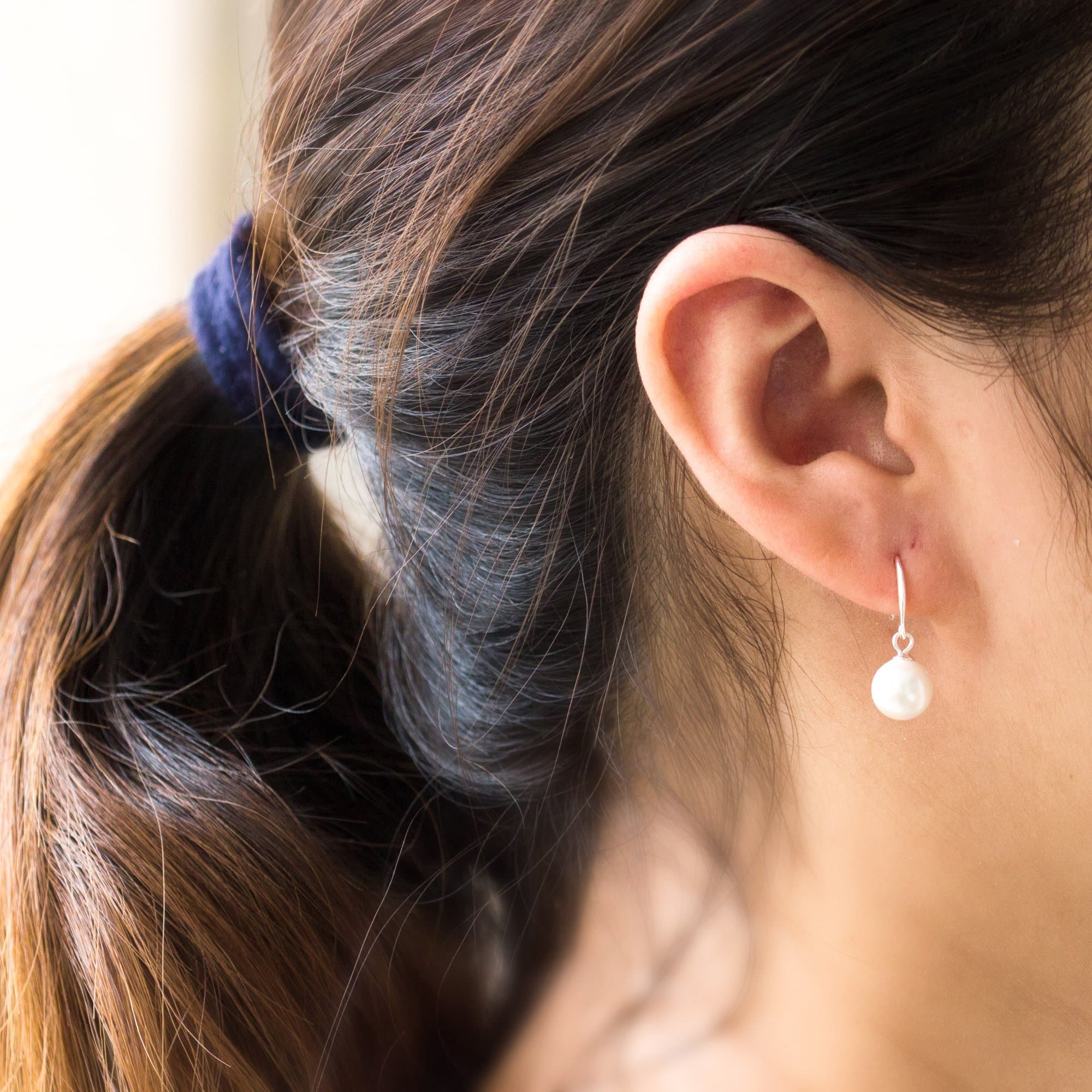 Sterling Silver White Pearl Drop Earrings - Philip Jones Jewellery