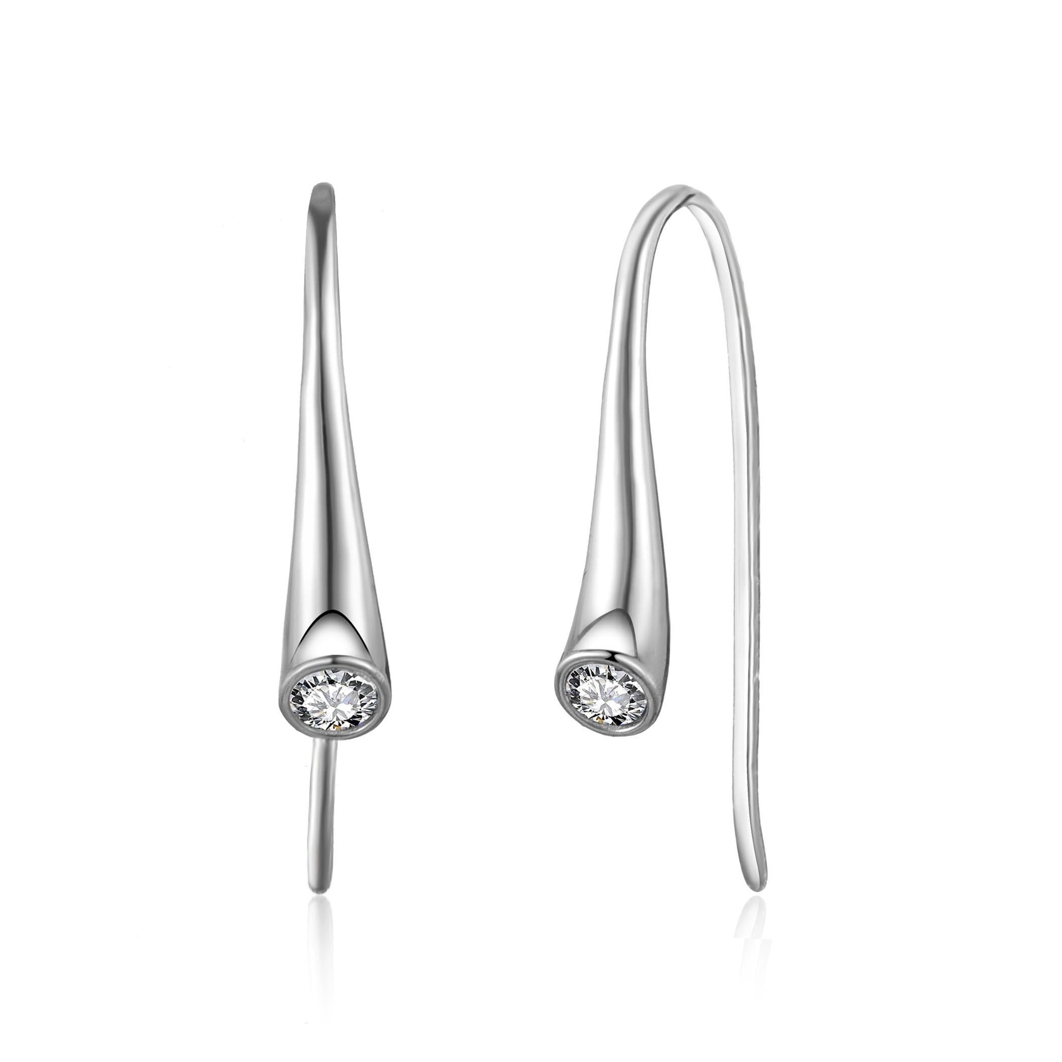 Sterling Silver Teardrop Earrings Created with Zircondia® Crystals by Philip Jones Jewellery