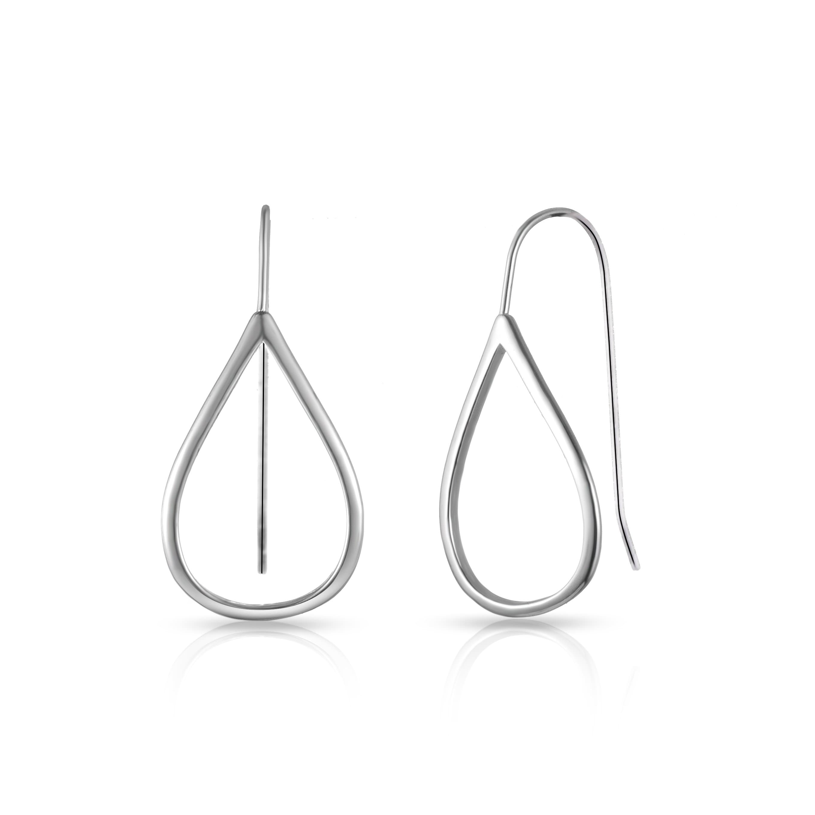 Sterling Silver Open Teardrop Earrings by Philip Jones Jewellery