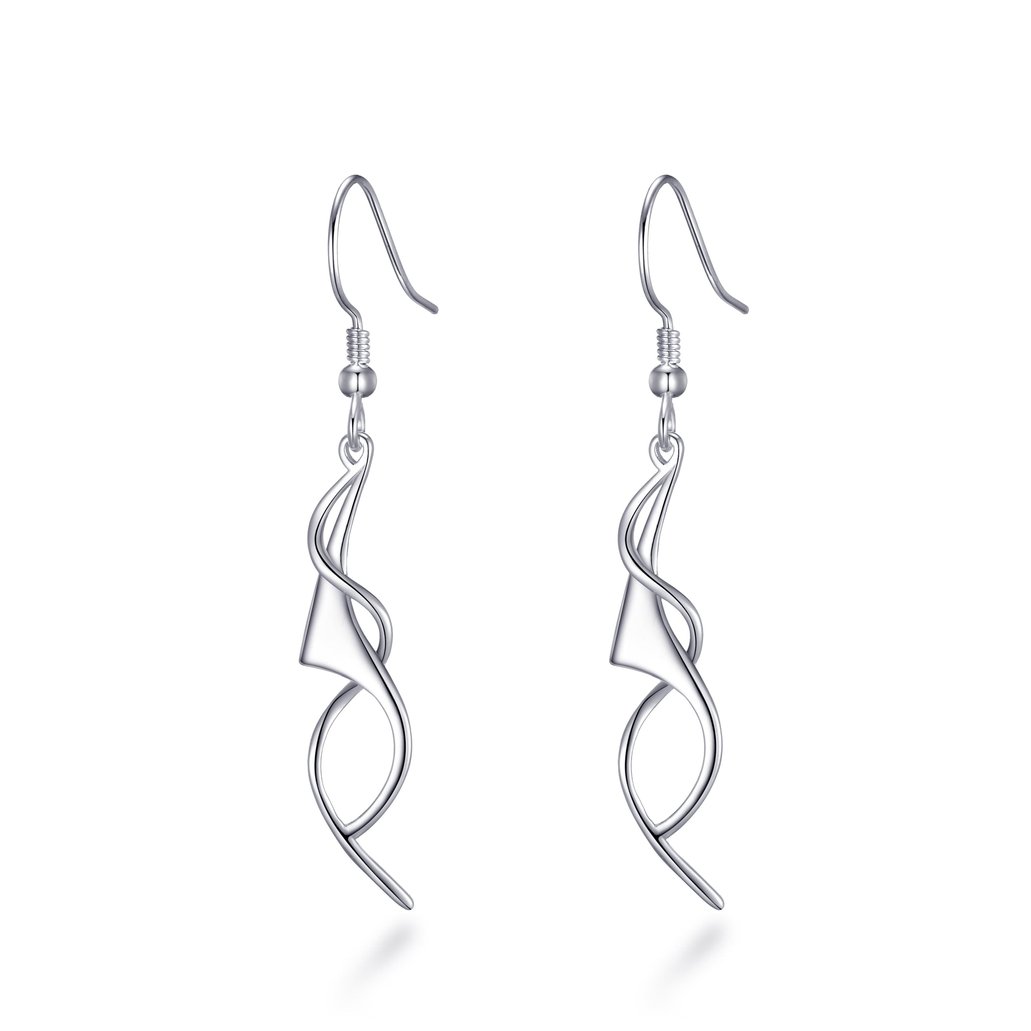 Sterling Silver Spiral Drop Earrings by Philip Jones Jewellery