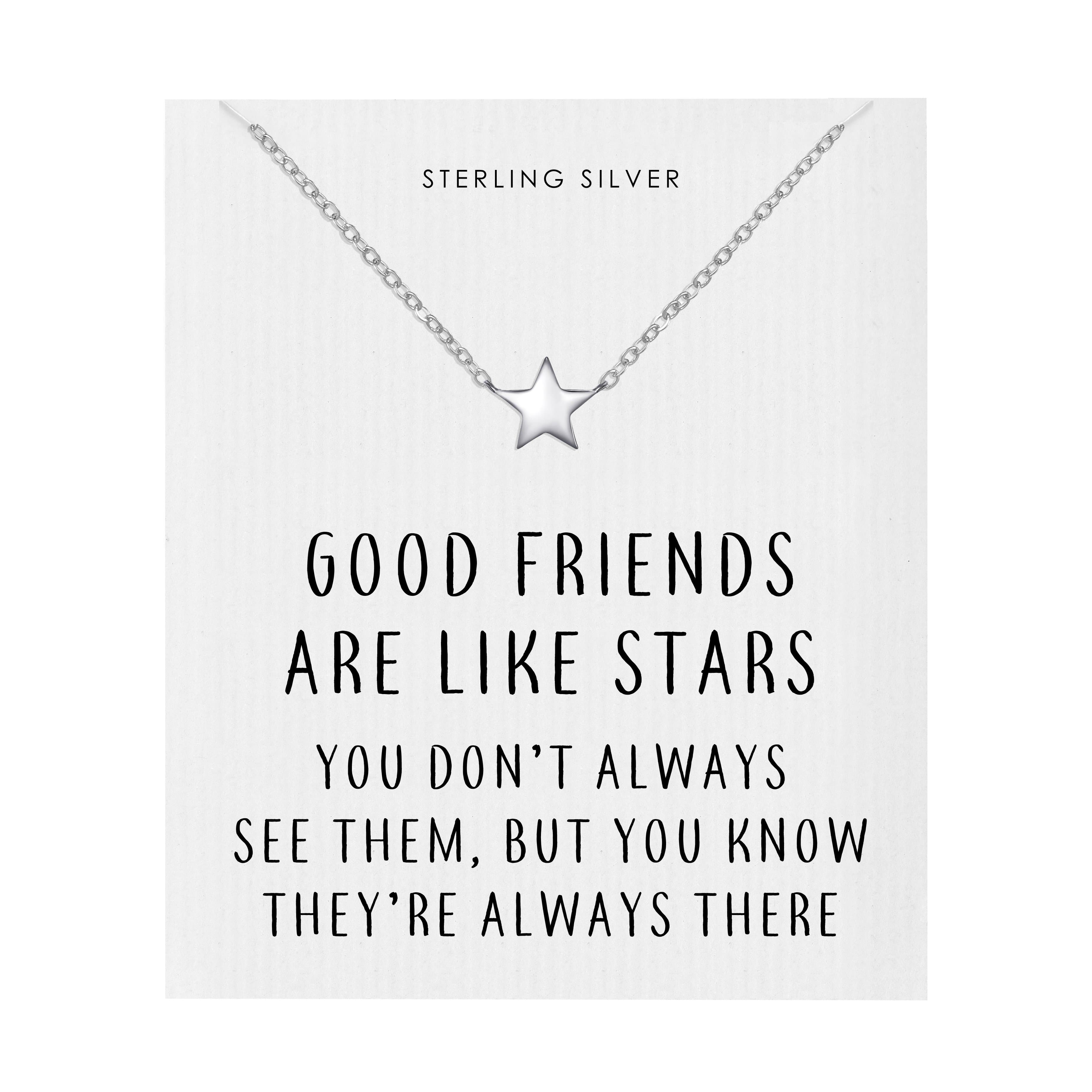 Sterling Silver Friendship Quote Star Necklace by Philip Jones Jewellery