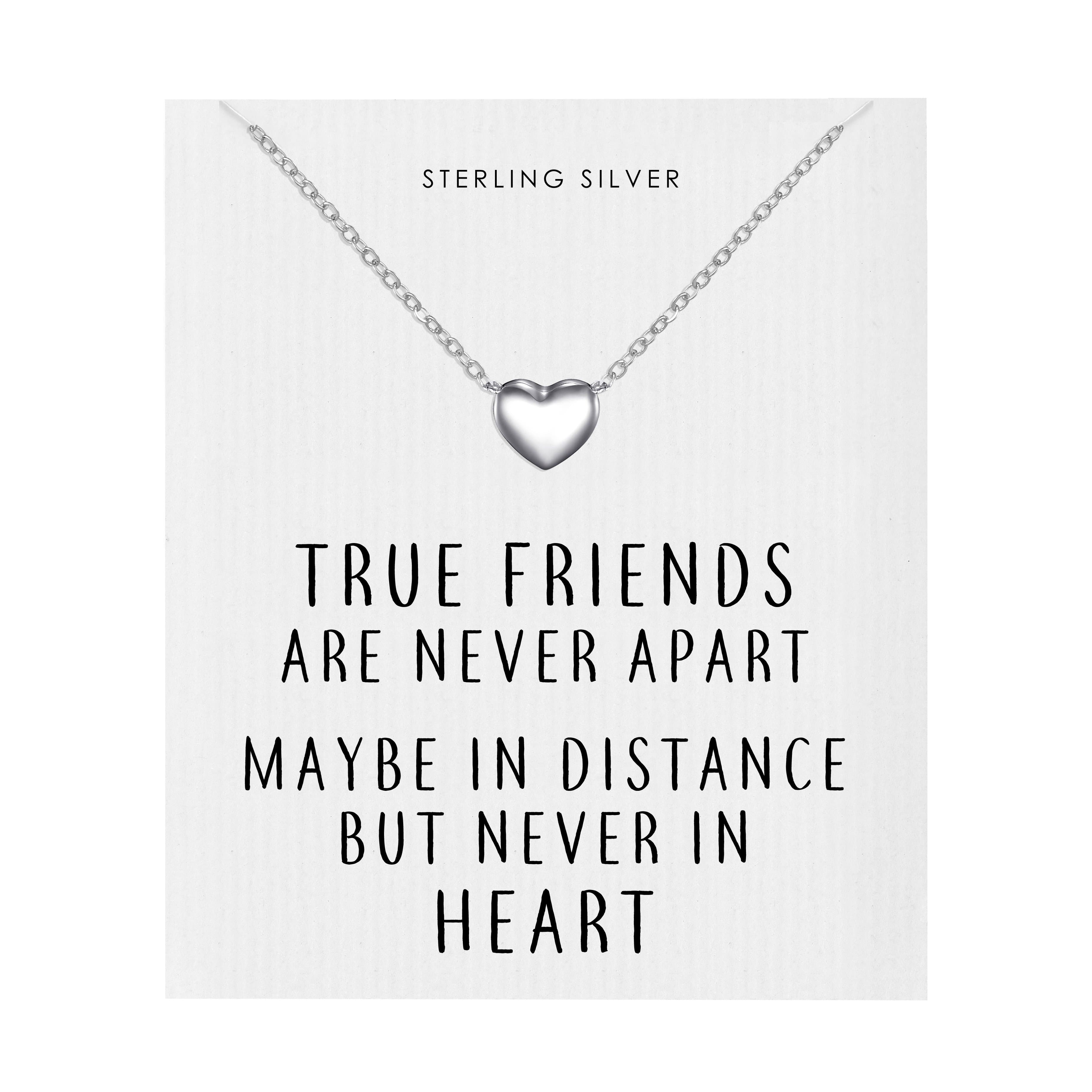 Sterling Silver Friendship Quote Heart Necklace by Philip Jones Jewellery