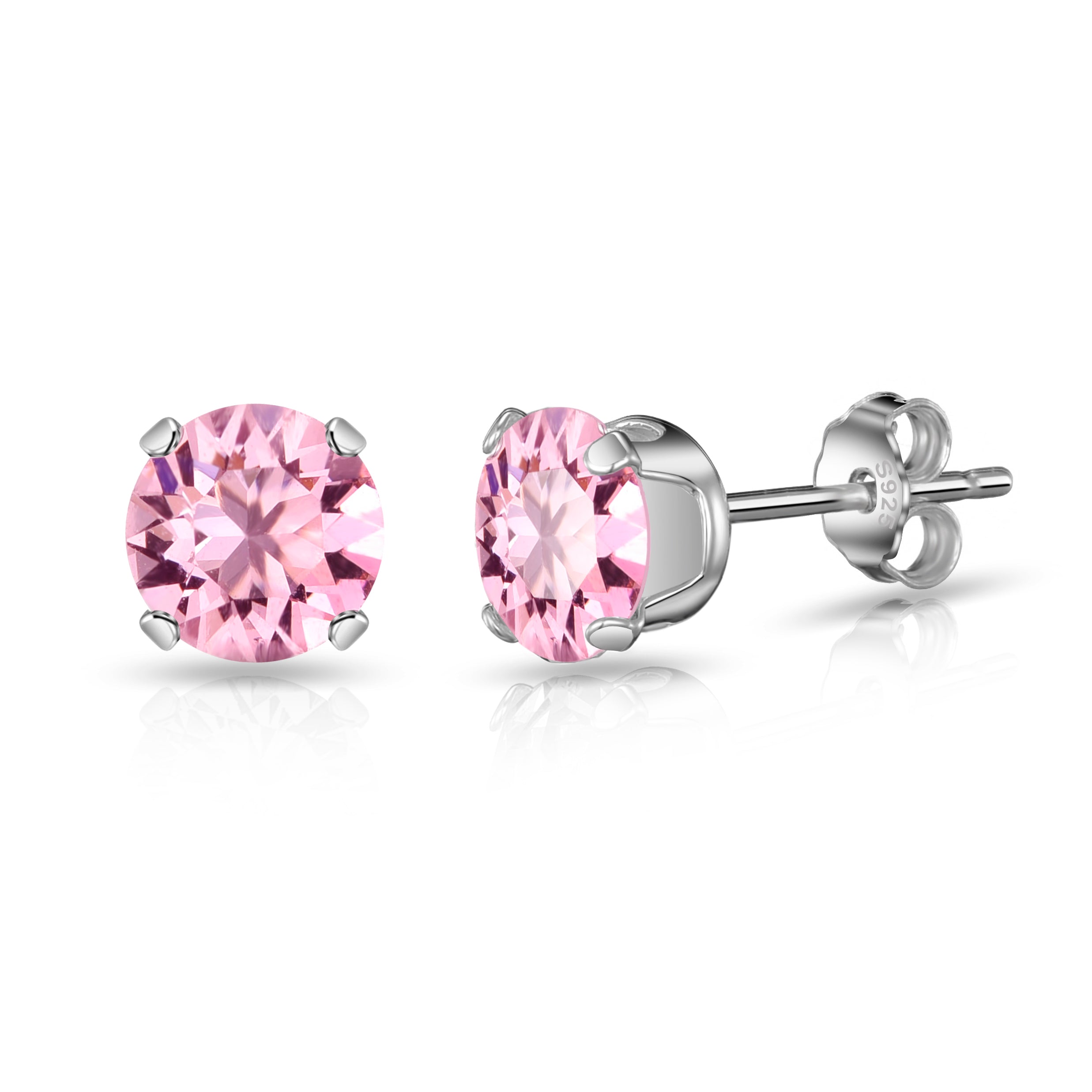 Sterling Silver Light Rose Earrings Created with Zircondia® Crystals by Philip Jones Jewellery