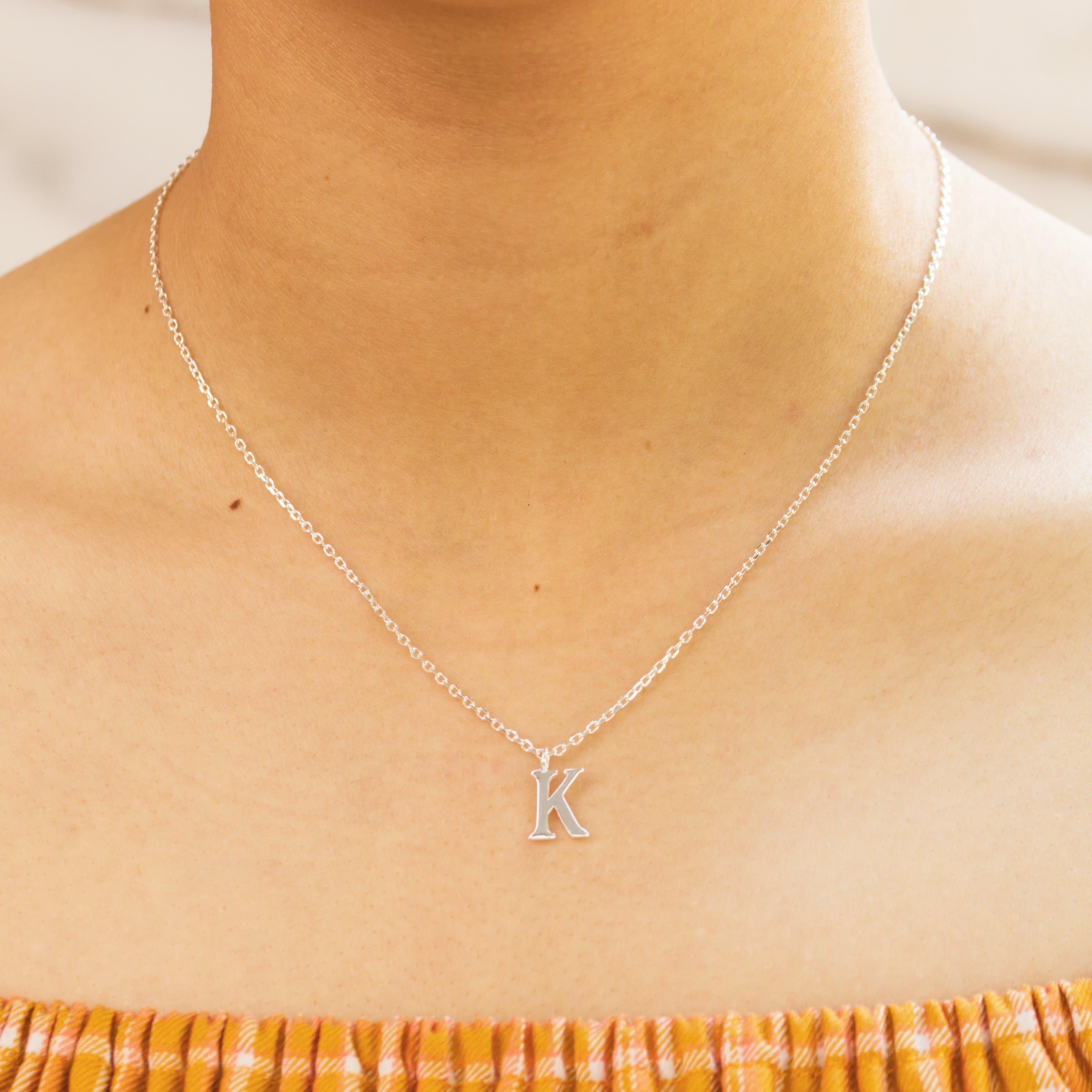 Sterling Silver Initial K Necklace
