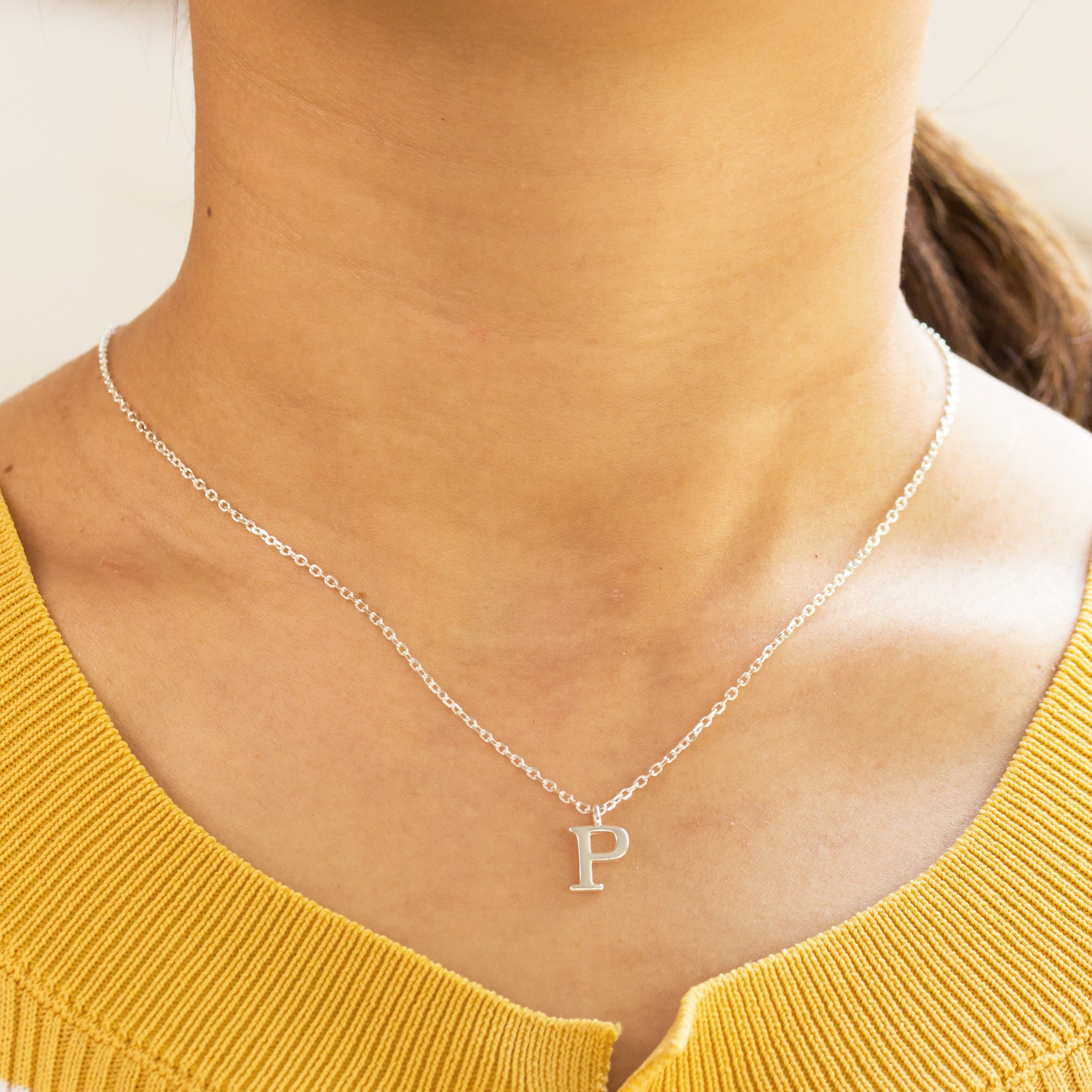 Sterling Silver Initial P Necklace