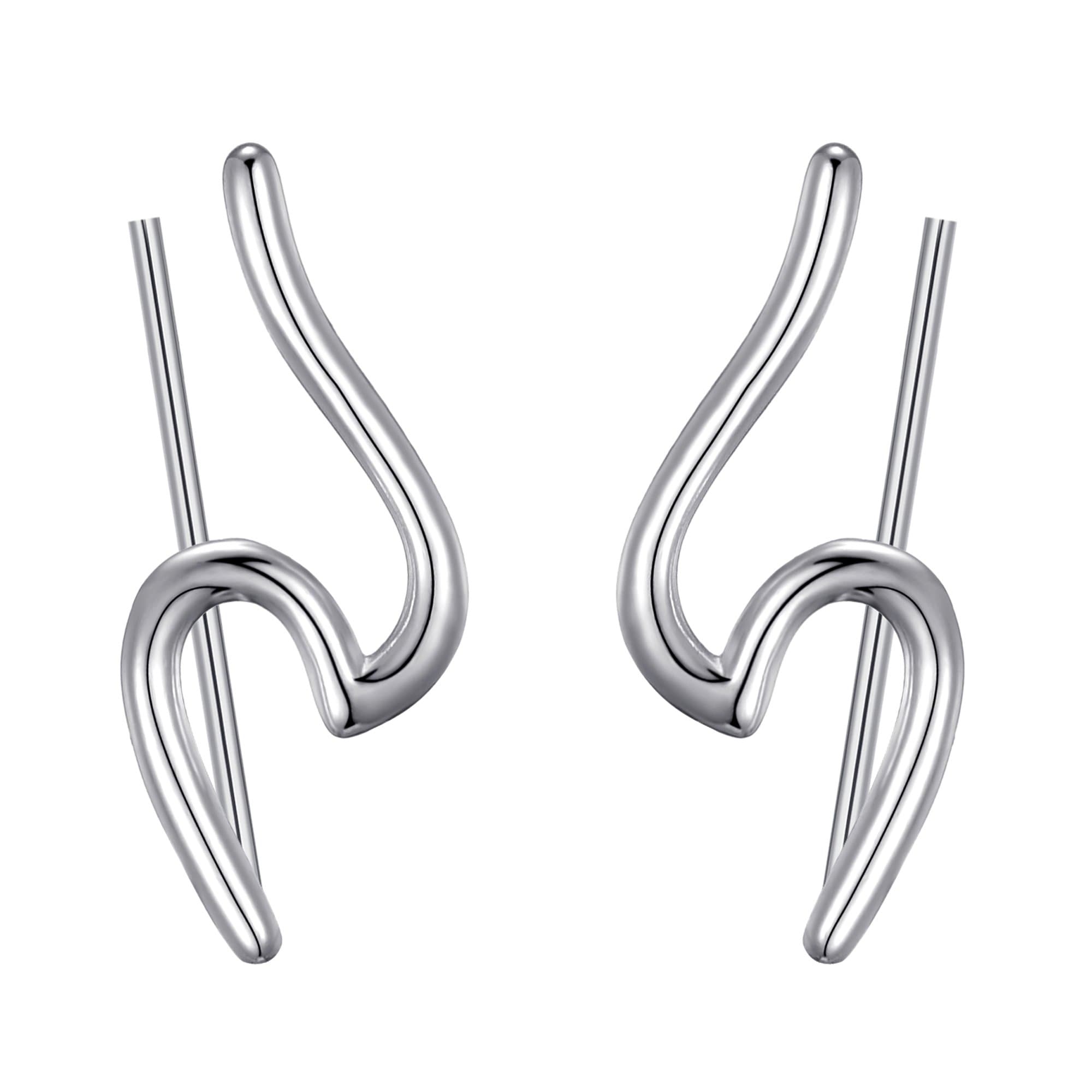 Sterling Silver Wave Climber Earrings by Philip Jones Jewellery