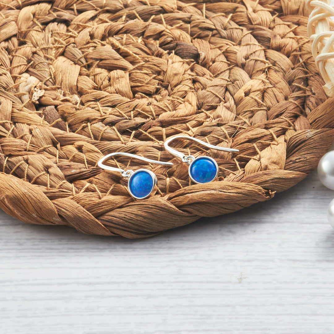Synthetic Blue Opal Drop Earrings with Quote Card - Philip Jones Jewellery