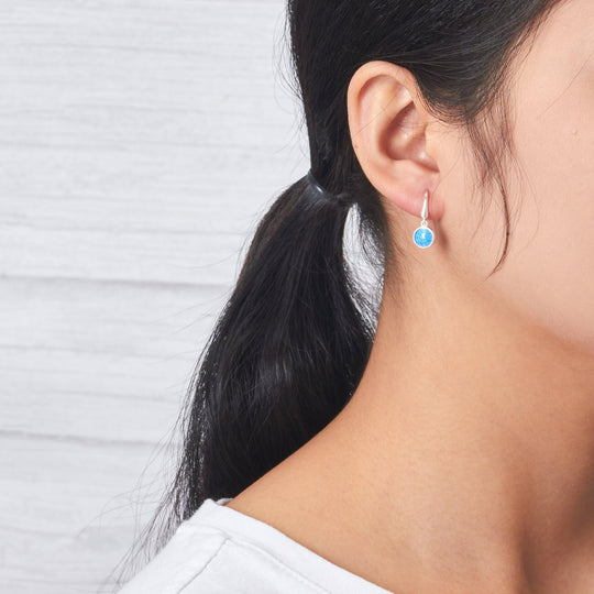 Synthetic Blue Opal Drop Earrings with Quote Card - Philip Jones Jewellery