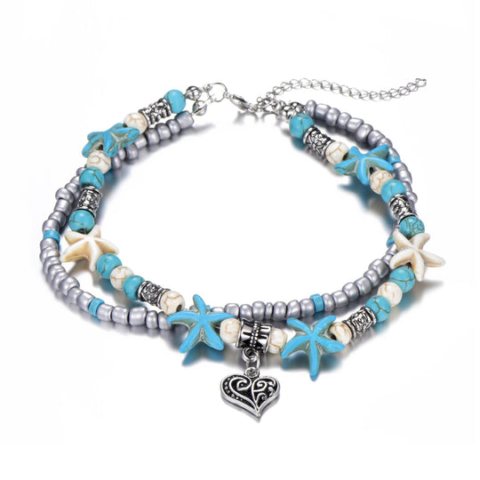 Synthetic Turquoise Beach Anklet - Philip Jones Jewellery