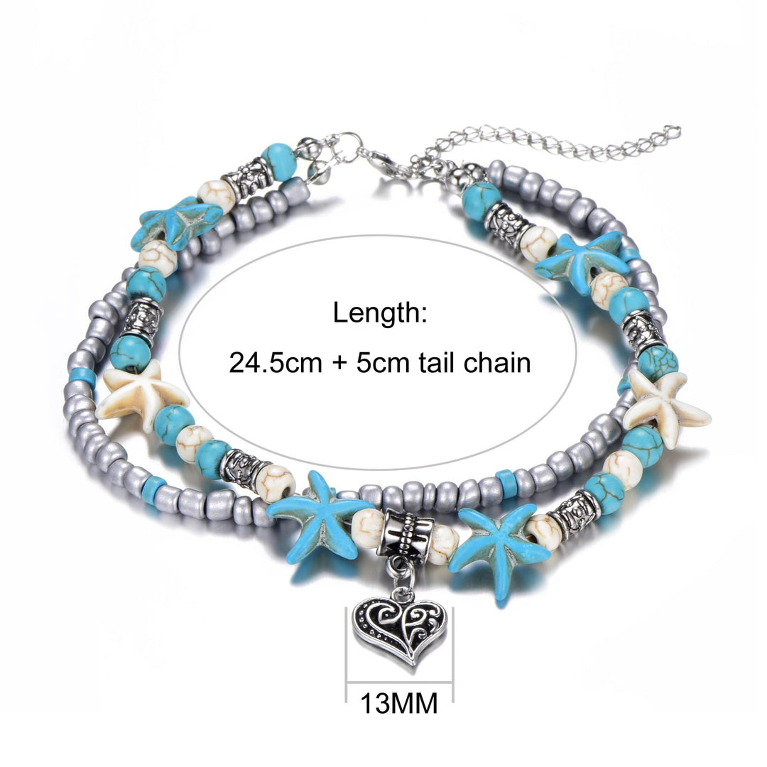 Synthetic Turquoise Beach Anklet - Philip Jones Jewellery