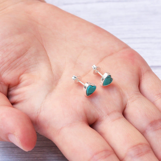 Synthetic Turquoise Heart Stud Earrings with Quote Card - Philip Jones Jewellery