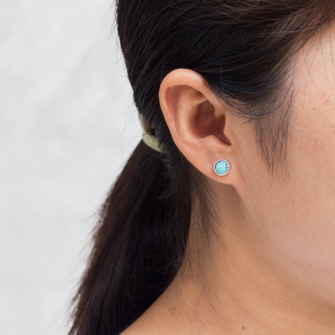 Synthetic Turquoise Stud Earrings - Philip Jones Jewellery