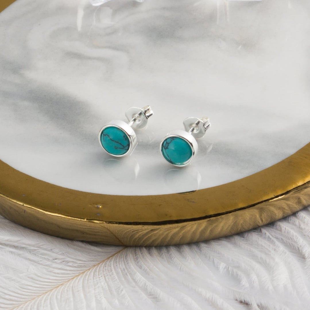 Synthetic Turquoise Stud Earrings - Philip Jones Jewellery