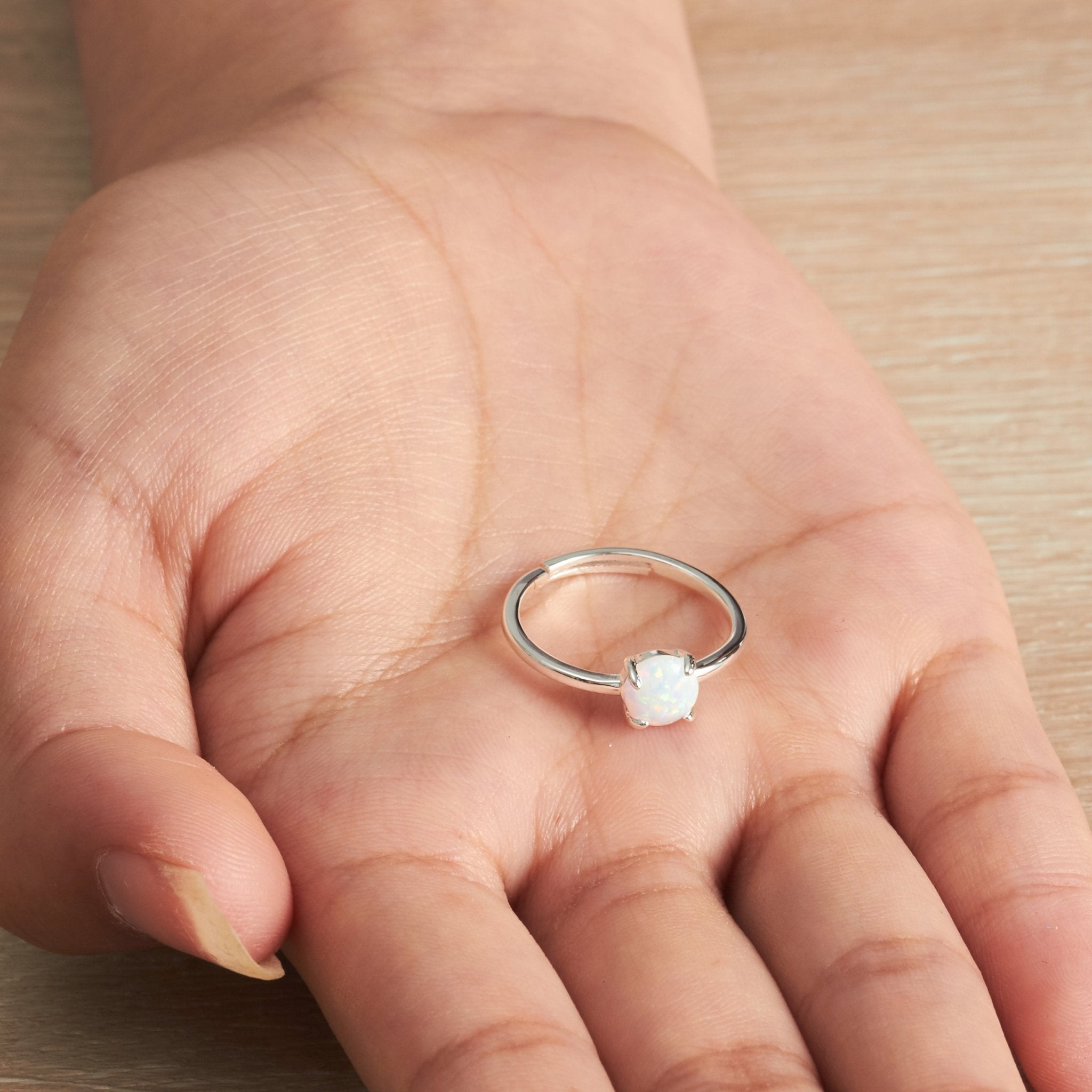 Synthetic White Opal Adjustable Ring with Quote Card - Philip Jones Jewellery