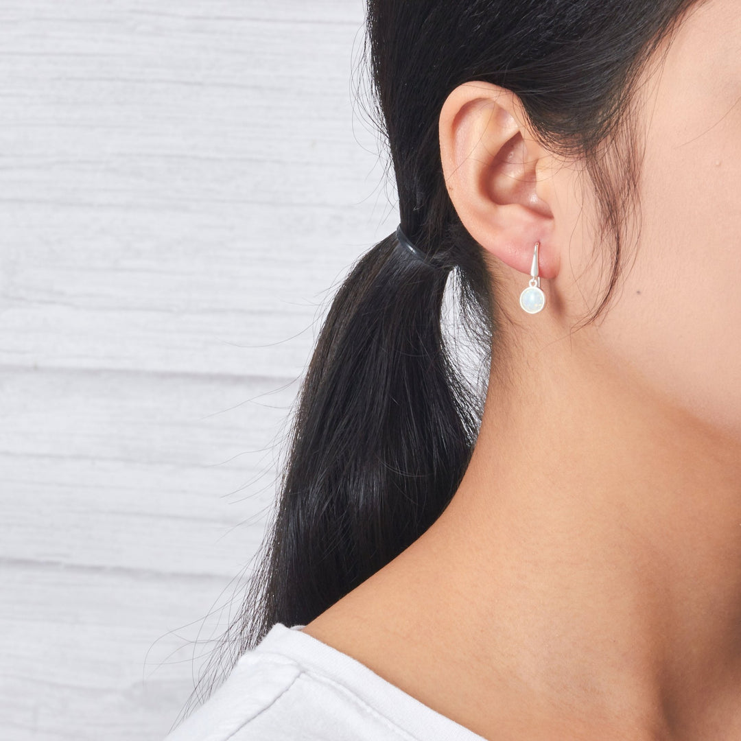 Synthetic White Opal Drop Earrings with Quote Card - Philip Jones Jewellery